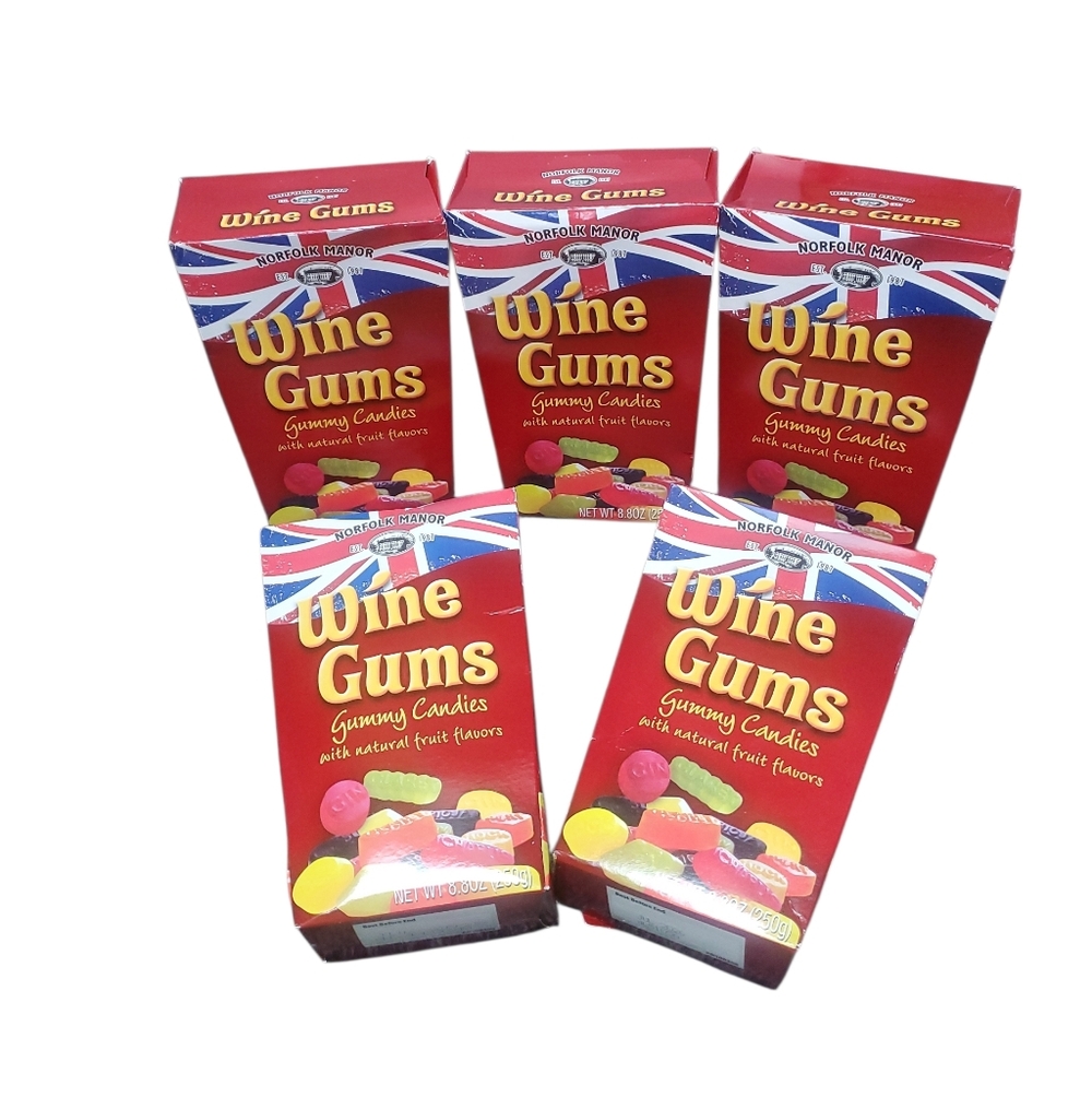 Lot of 5 Boxes Norfolk Manor Wine Gums Gummy Candies  8.8oz Each Exp.07/2026